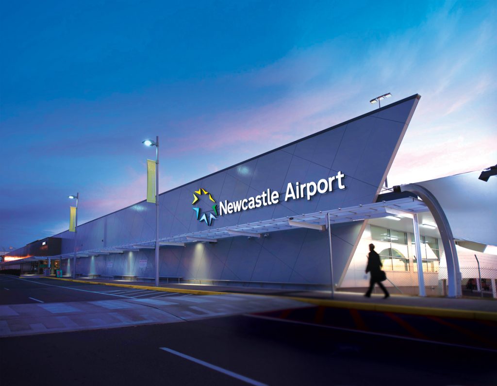 IMAGE: External of Newcastle Airport at dusk