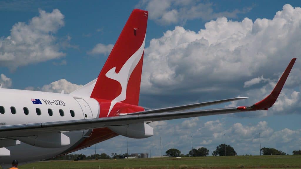IMAGE: Tail and wing of a QANTAS plane